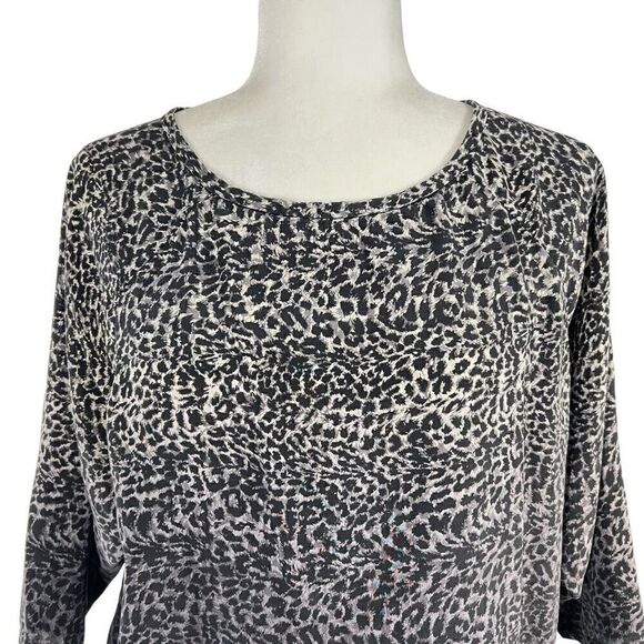 Joie XS Women's Fonda Gray Ombre Silk Leopard Print Dolman Sleeve Blouse Size XS - Picture 2 of 11
